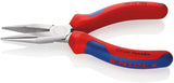 KNIPEX Langbeckzange 140 mm Form 2, Kopf verchromt, flach-runde Backen, Mehrkomponenten-Hüllen