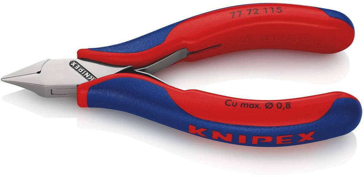 KNIPEX Elektronikseitenschneider 130 mm Form 0 mit Facette und 2K-Hülle, spiegelpolierter Kopf