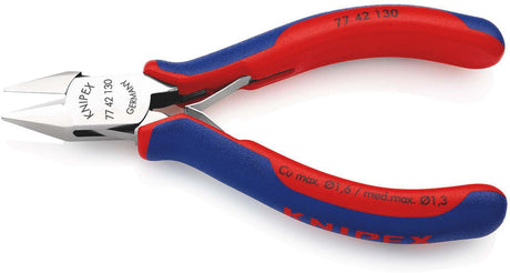 KNIPEX Elektronikseitenschneider 130 mm Form 0 mit Facette und 2K-Hülle, spiegelpolierter Kopf