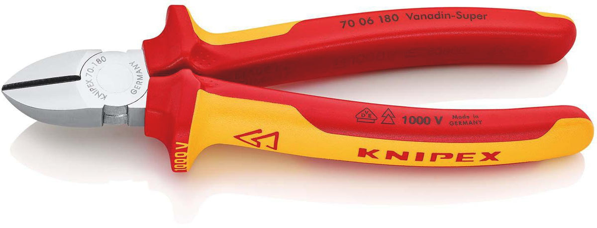 KNIPEX Seitenschneider VDE 160 mm – isoliert bis 1000 V, gehärtete Schneiden