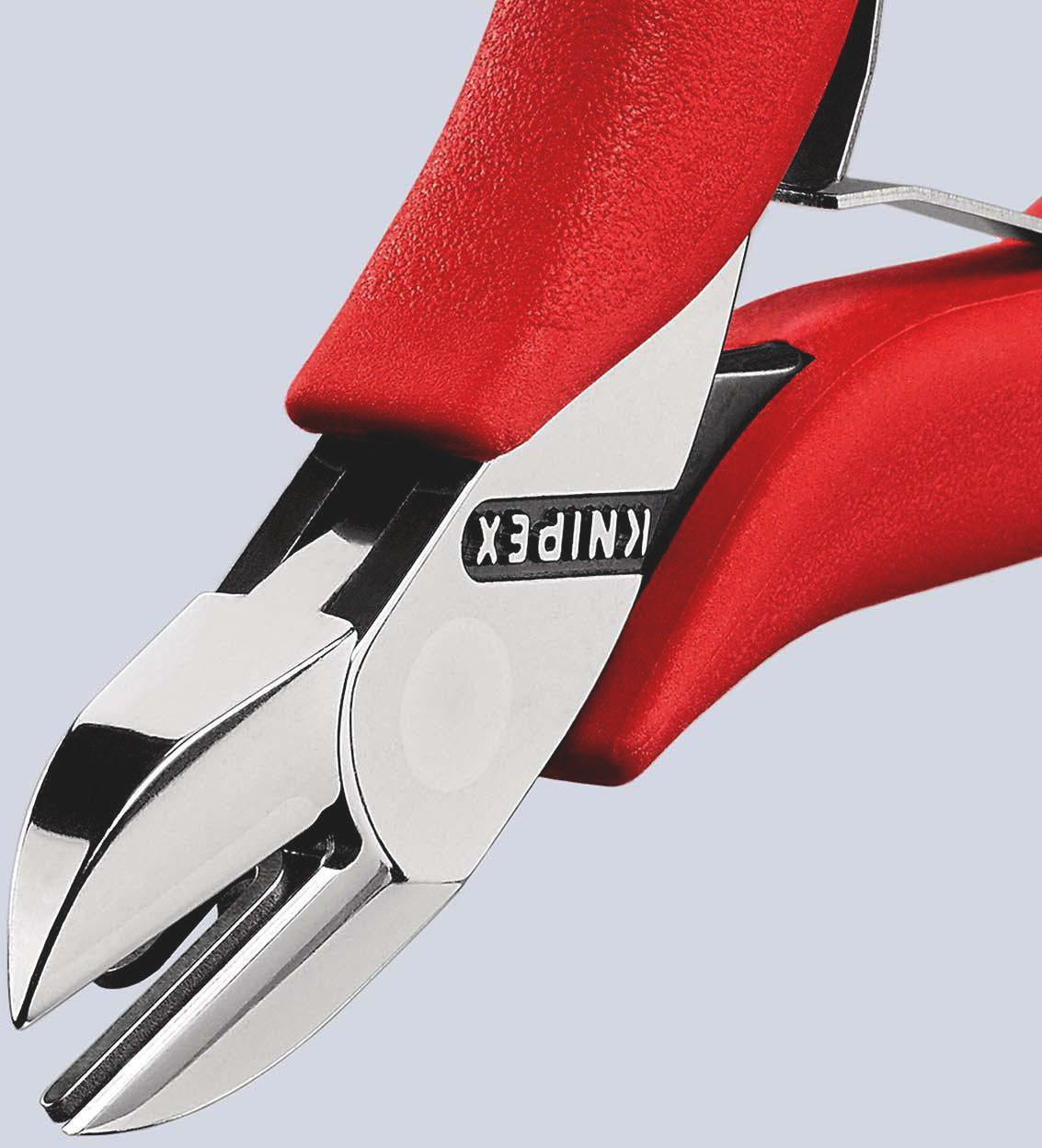 KNIPEX Elektronik-Seitenschneider 115 mm, Form 1, spiegelpoliert, mit Facette und Öffnungsfeder