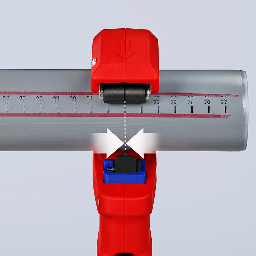 KNIPEX Rohrschneider DP50 für Ø 32, 40 und 50 mm Hausabwasserrohre aus Kunststoff, 165 mm