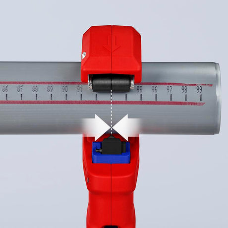 KNIPEX Rohrschneider DP50 für Ø 32, 40 und 50 mm Hausabwasserrohre aus Kunststoff, 165 mm
