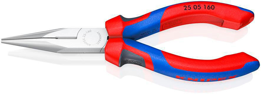 KNIPEX Flachrundzange 140 mm mit Schneide – Radiozange, verchromt, Mehrkomponenten-Hüllen