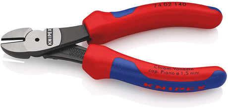 KNIPEX Kraftseitenschneider 140 mm, poliert, Form 0, Mehrkomponenten-Hüllen – 20 % Kraftersparnis