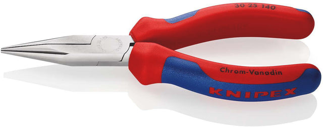 KNIPEX Langbeckzange 140 mm Form 2, Kopf verchromt, flach-runde Backen, Mehrkomponenten-Hüllen