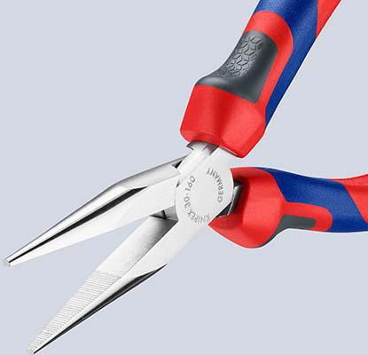 KNIPEX Langbeckzange 140 mm Form 2, Kopf verchromt, flach-runde Backen, Mehrkomponenten-Hüllen