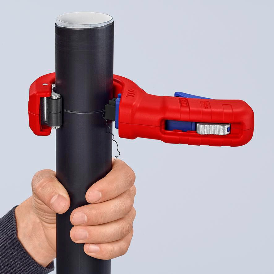 KNIPEX Rohrschneider DP50 für Ø 32, 40 und 50 mm Hausabwasserrohre aus Kunststoff, 165 mm