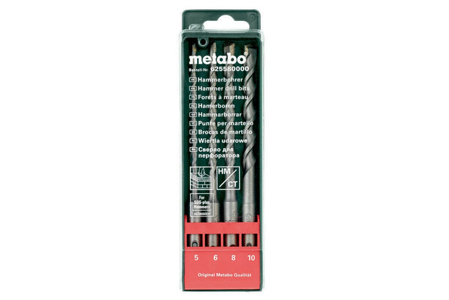 Metabo Bohrhammerzubehörset SDS-plus 4-teilig mit Hartmetall-Bohrspitze