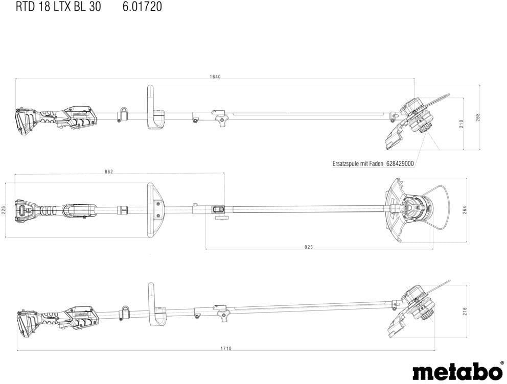 METABO Akku-Rasentrimmer RTD 18 LTX BL 30 18V 300mm – Bürstenloser Motor & Quick-Fadenwechsel