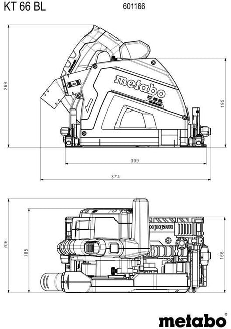 Metabo Tauchkreissäge KT 66 BL – 1200 W, Brushless, 66 mm Schnitttiefe, metaBOX 340