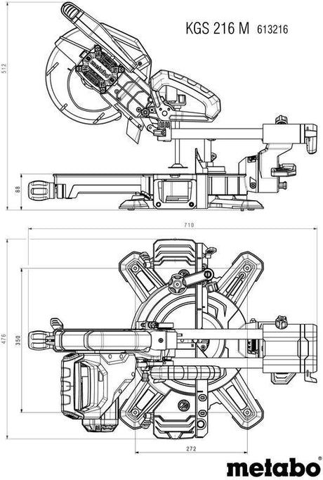 METABO Kapp- und Gehrungssäge KGS 216 M mit Zugfunktion, 1200 W, 305 x 70 mm Schnittbereich