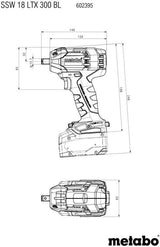 Metabo Akku-Schlagschrauber SSW 18 LTX 300 BL 18 V 12,5 mm (1/2″) A4-kt. 300 Nm
