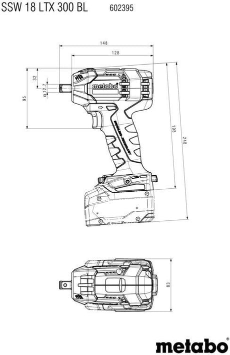 Metabo Akku-Schlagschrauber SSW 18 LTX 300 BL 18 V 12,5 mm (1/2″) A4-kt. 300 Nm