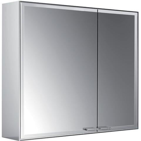 EMCO prestige 2 LED-Lichtspiegelschrank 790 mm Aufputz, breite Tür links, Aluminium