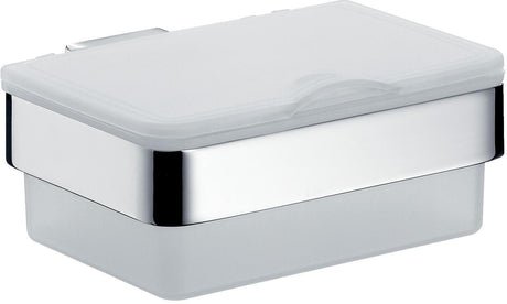 EMCO Feuchtpapierhalter LOFT 00101 – Kunststoffbox in Weiß/Chrom mit Deckel und Toilettenpapierhalter