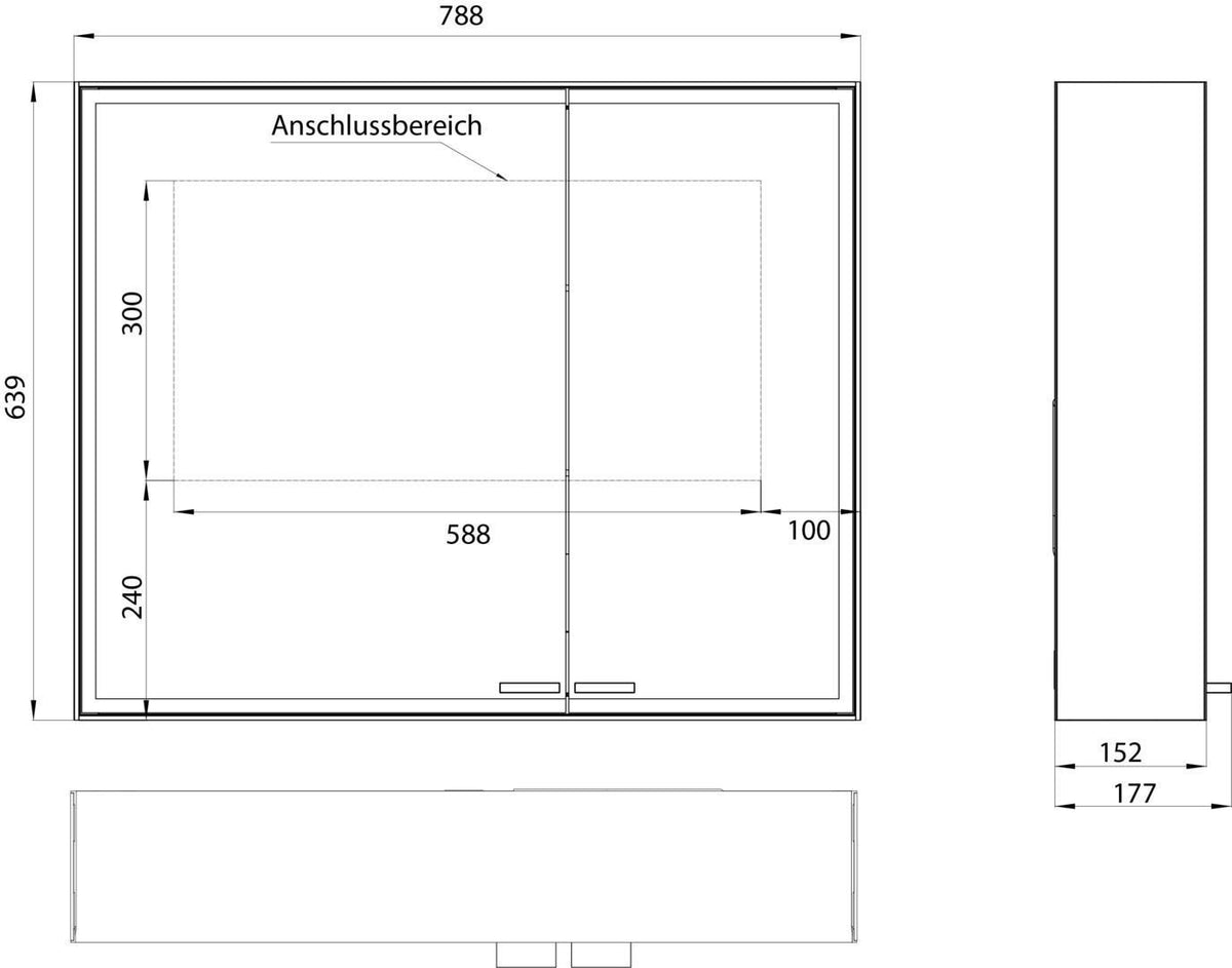 EMCO prestige 2 LED-Lichtspiegelschrank 790 mm Aufputz, breite Tür links, Aluminium