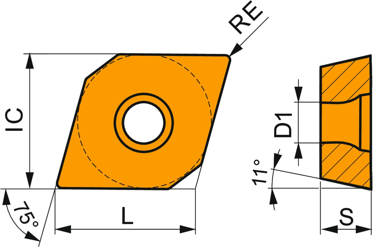 Dormer Pramet Drehwendeschneidplatte EPGX 050202FL-JZ TT010 – 10 Stück, ISO P01-P10, Bohrung 2,5 mm