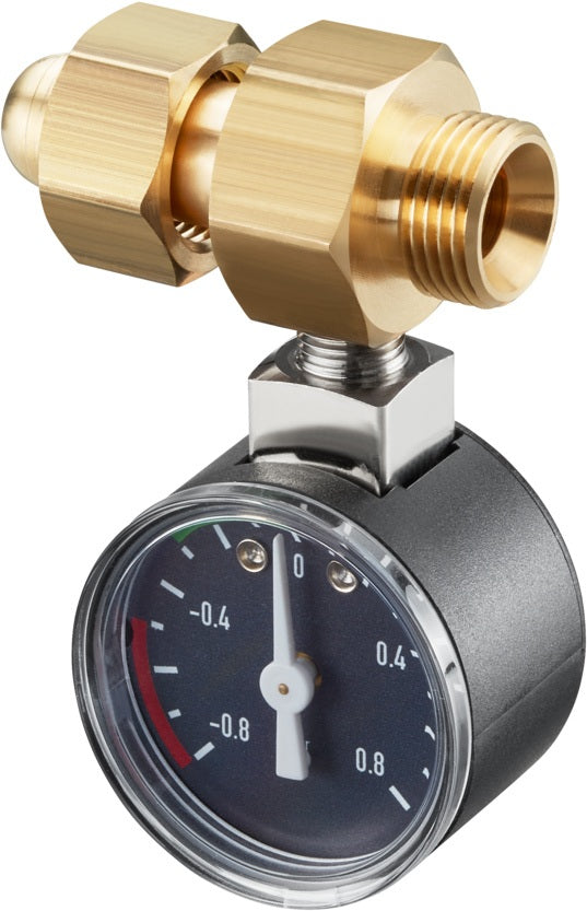 OVENTROP Unterdruckmanometer mit Anschlussstück 3/8 Zoll – Messing, Überwurfgewinde, Innenkonus