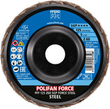 PFERD POLIFAN FORCE Fächerscheibe Ø125 mm K40 Zirkonkorund für Winkelschleifer