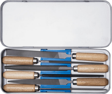 PFERD Schlüsselfeilensatz 100 mm Hieb 2, 6-teilig, in Metallbox – Präzisionsfeilen für Metall, Holz und Aluminium