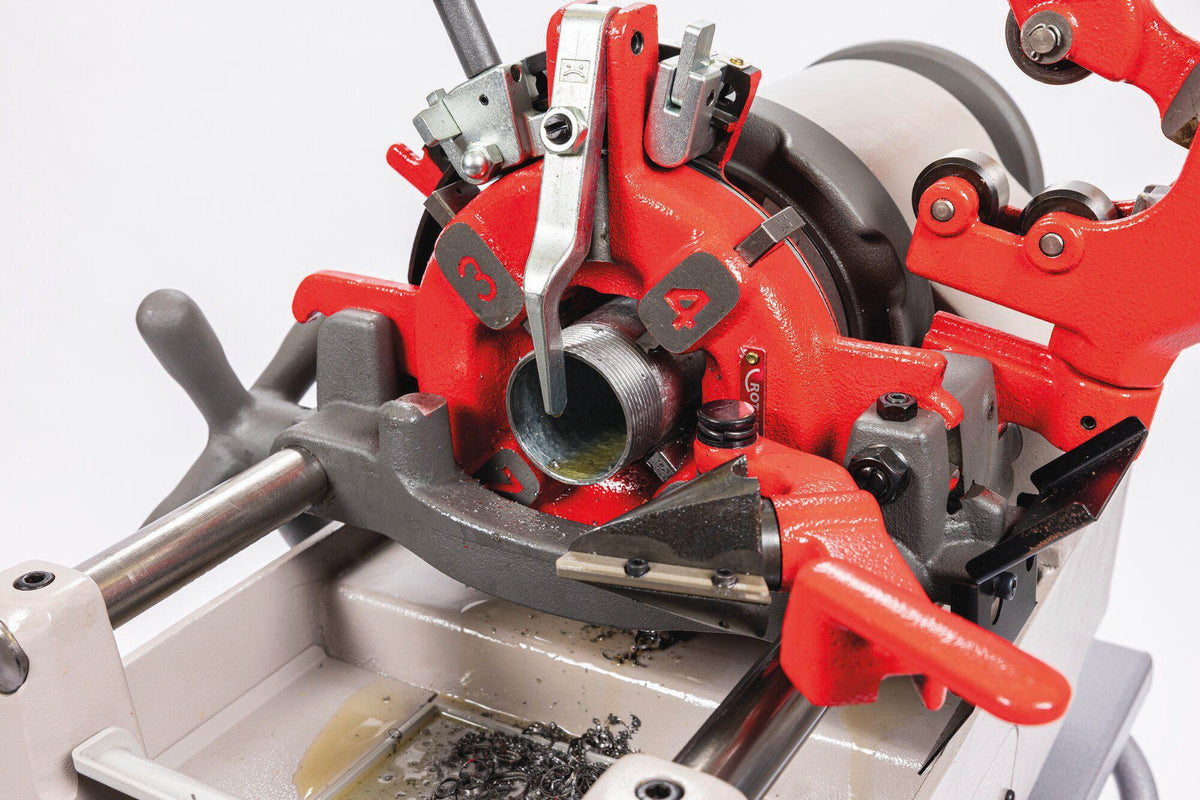 ROTHENBERGER ROPOWER® 50 R Gewindeschneidmaschine BSPT 1150 W – Automatik-Schneidkopf & fahrbarer Arbeitswagen