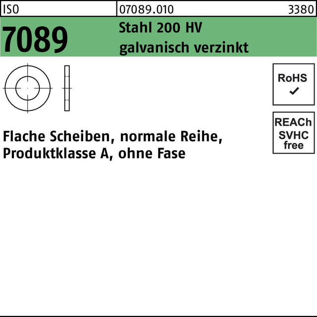 BUFAB Unterlegscheiben ISO 7089 Stahl 200 HV galvanisch verzinkt 5 mm – 1000 Stück