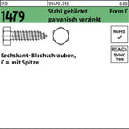 6,5 mm / Sechskant-Blechschrauben, C = mit Spitze / 2,9 mm