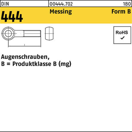 F. REYHER Augenschraube DIN 444 Form B M16 x 120 mm aus Messing