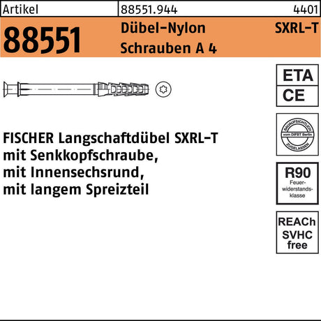 FISCHER Langschaftdübel SXRL-T 10x80 mit Senkkopfschraube