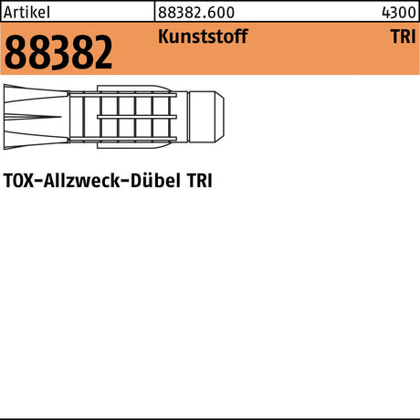 TOX Allzweck-Dübel TRI 14x75 mm, 20 Stück – Universaldübel aus Kunststoff für sichere Befestigungen