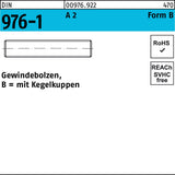 Gewindebolzen DIN 976 Kegelkuppen Form B M8 x 16 mm A2 Edelstahl, 100 Stück von F. REYHER