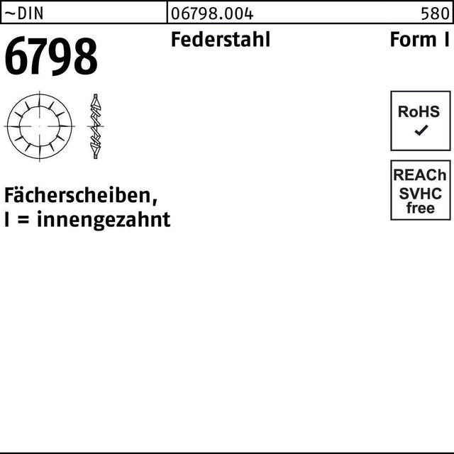 Fächerscheibe DIN 6798 Form I innengezahnt I 3,2 mm Federstahl 5000 Stück von F. REYHER