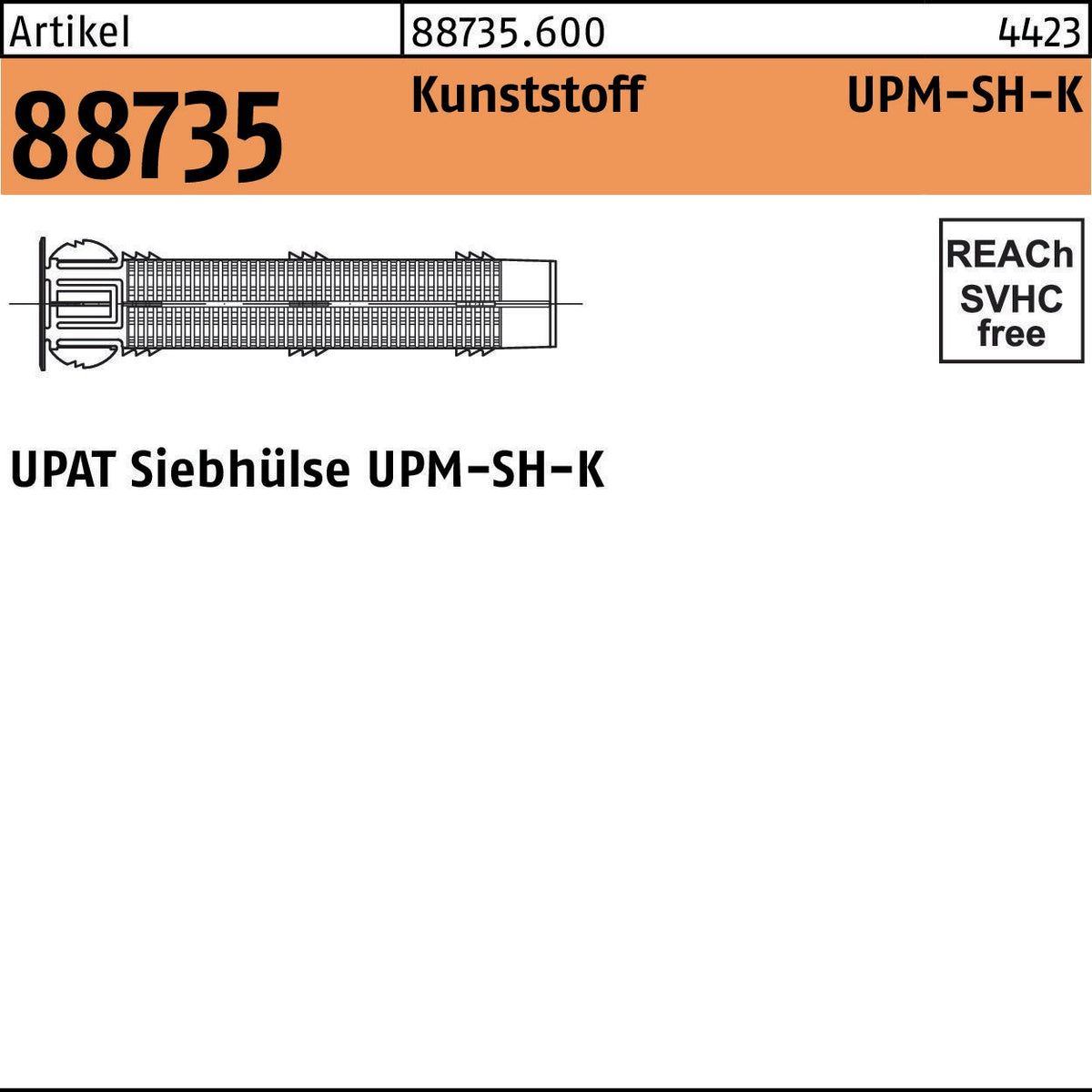 UPAT Siebhülse UPM-SH-K 16/85 mm – 50 Stück Kunststoff-Siebhülsen für chemische Befestigung