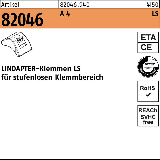 LINDAPTER Klemme R 82046 LS 10/3 – 15 A 4 für stufenlosen Klemmbereich