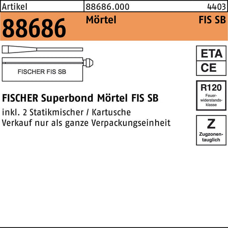 FISCHER Superbond Mörtel FIS SB 390 S – 6 Stück Verbundmörtel