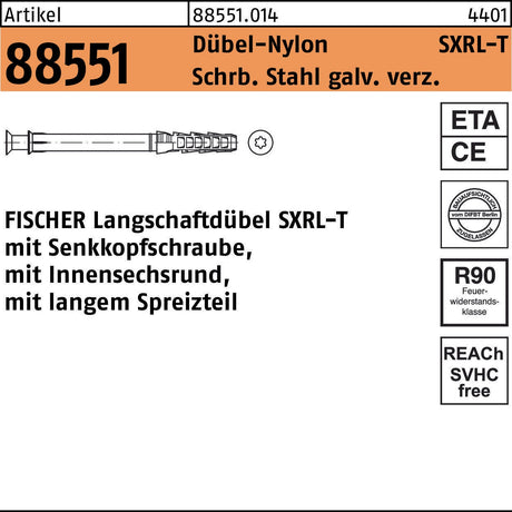 FISCHER Langschaftdübel SXRL-T 10x80 mit Senkkopfschraube