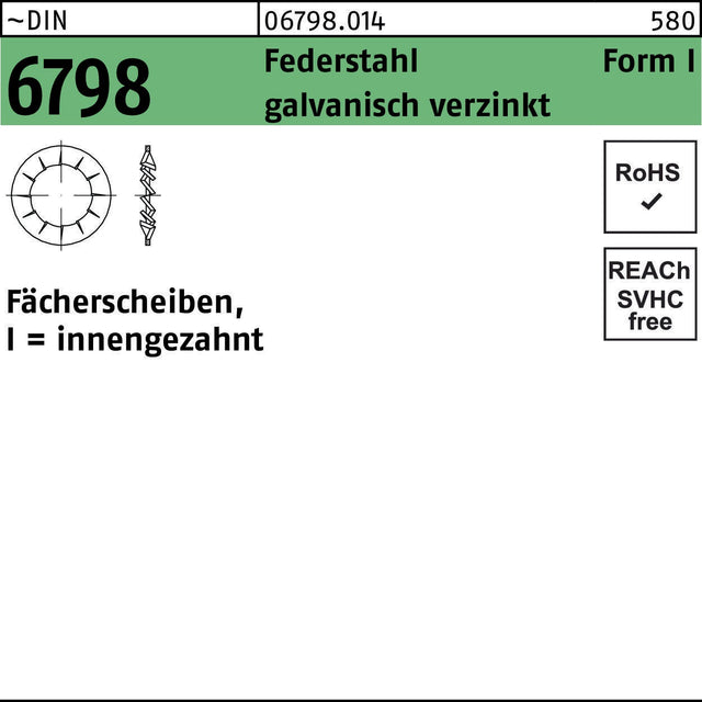 F. REYHER Fächerscheibe DIN 6798 Form I innengezahnt 5,3 mm Federstahl verzinkt