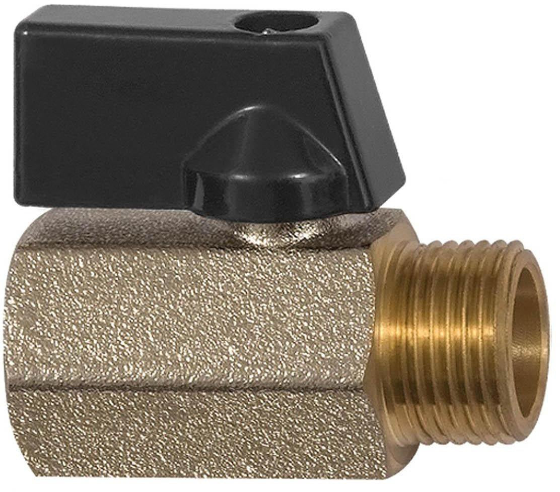 RIEGLER Mini-Kugelhahn VALVE LINE 10 mm – Messing vernickelt, G 3/8 IG/IG, DN 10, 10 bar