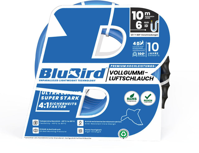 RIEGLER Werkstattschlauch-Set BluBird 10 m, ID 6 mm, AD 12 mm mit Sicherheitskupplung