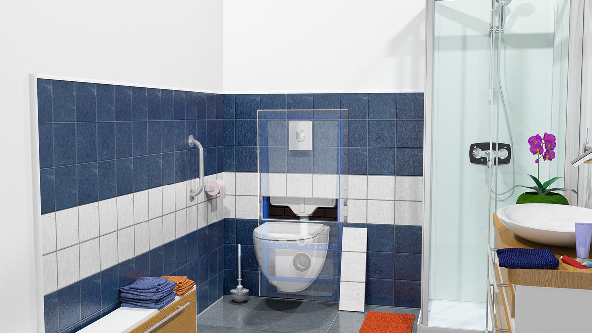 SFA SANIWALL Pro UP Hebeanlage mit Glasverkleidung – WC-Fördersystem zur Bodenfixierung