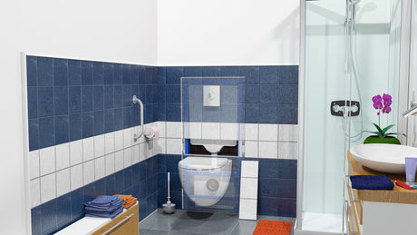 SFA SANIWALL Pro UP Hebeanlage mit Glasverkleidung – WC-Fördersystem zur Bodenfixierung