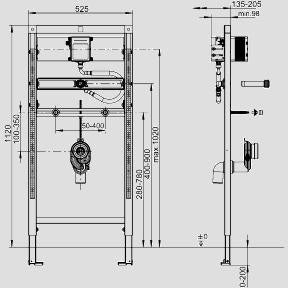 SANIT Urinal-Element INEO Kartuschentechnik 1120/525 vormontiert für Vorwandinstallation