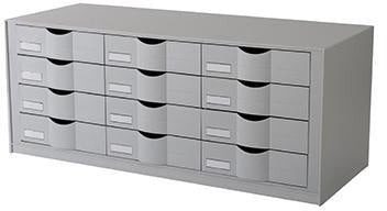 PAPERFLOW Sortierstation 85,7x32,9x34,2cm 12 Fächer grau inkl. Etiketten
