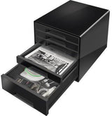 LEITZ Schubladenbox CUBE 52531095 mit 5 Schubladen in Schwarz, DIN A4, stapelbar