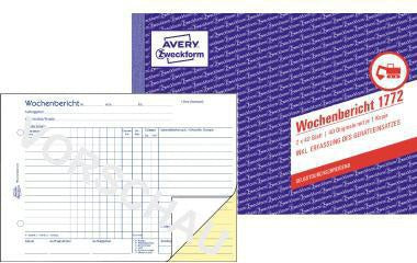 Avery Zweckform Wochenbericht 1772 DIN A5 quer, selbstdurchschreibend, 2 x 40 Blatt, mit 1 gelben Durchschlag