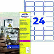 AVERY ZWECKFORM Folienetiketten L4773-20, 63,5 x 33,9 mm, 480 Etiketten, wetterfest, reißfest, für Laserdrucker