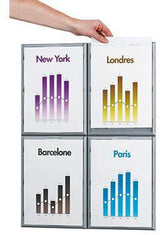 PAPERFLOW Infodisplay DIN A4 Aluminium 4er-Pack – Wandmontage, Hoch- und Querformat