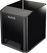 LEITZ Stifteköcher Duo Colour 53630095 Sound – Schwarz/Grau, 4 Fächer, Soundverstärkung