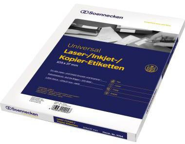 Soennecken Universaletiketten 105 x 37 mm weiß, 1.600 Stück, für Laserdrucker, Inkjet und Kopierer